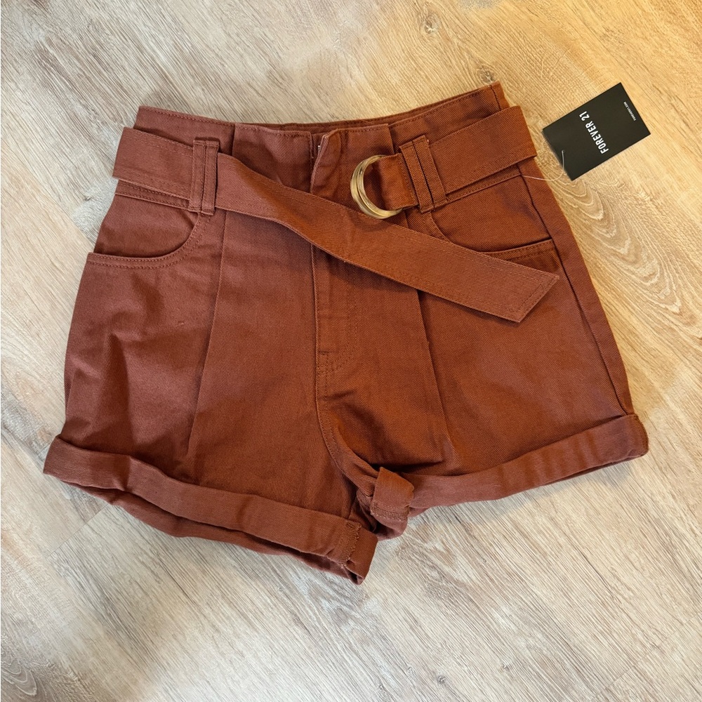 Forever 21 High Waist Brown Shorts with Belt